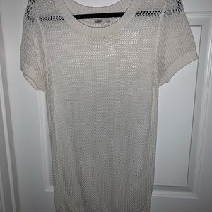 Cream Open Knit Short Sleeve Sweater